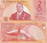 Tonga 2 Pananga 2023 2024 P 50 NEW Design Whale LOT 10 UNC