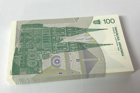 Croatia 100 Dinara 1991 P 20 UNC LOT 100 Pcs 1 Bundle