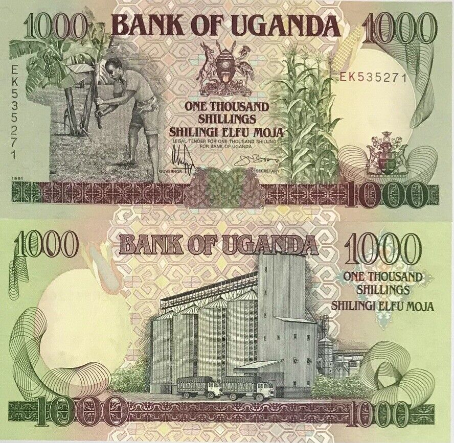 Uganda 1000 Shillings 1991 P 34 b UNC