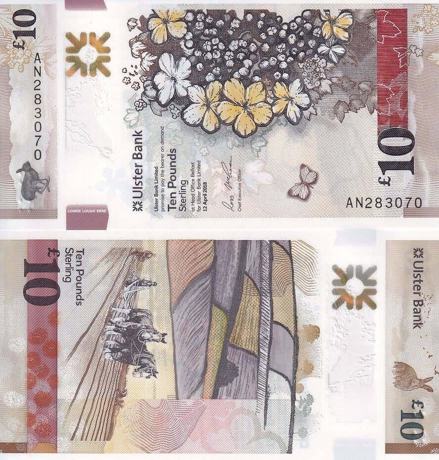 Northern Ireland 10 Pounds 2018 Ulster Bank P 344 UNC