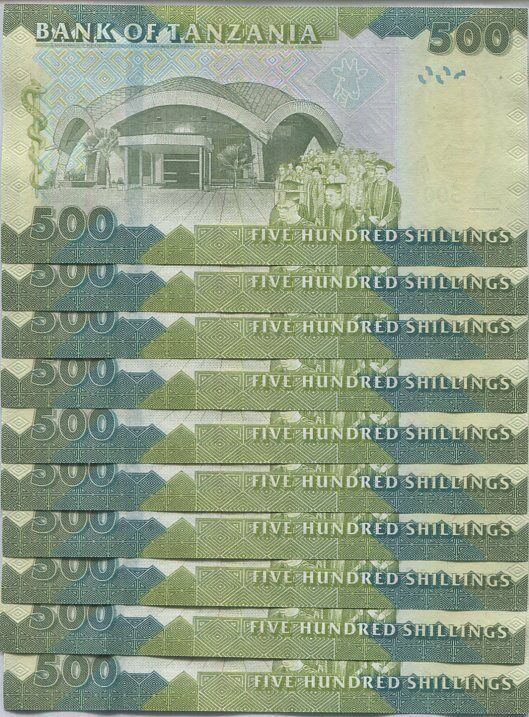 Tanzania 500 Shilling 2010 P 40 UNC LOT 10 PCS