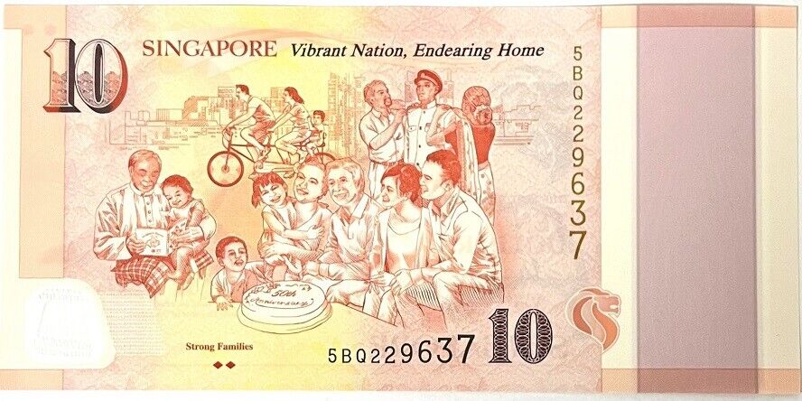 Singapore 10 Dollars ND 2015 P 58 b Polymer Comm. Strong Families UNC