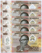 Angola 500 Kwanzas 2020 P 161 Polymer UNC Lot 5 Pcs