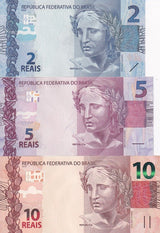 Brazil SET 3 UNC 2 5 10 Reais 2010-2020 P 252 P 253 P 254 Random Sign