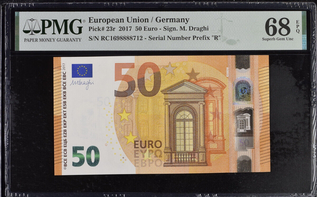 Euro 50 Euro 2017 Germany P 23 r Superb Gem UNC PMG 68 EPQ