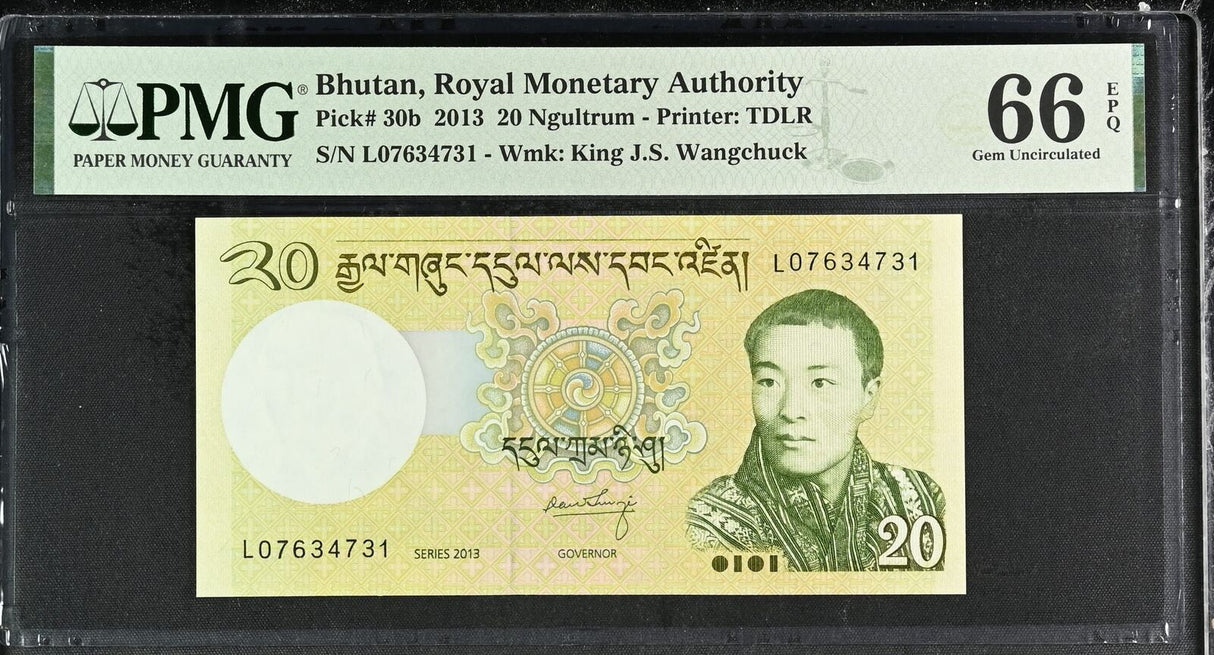 Bhutan 20 Ngultrum 2013 P 30 b Gem UNC PMG 66 EPQ