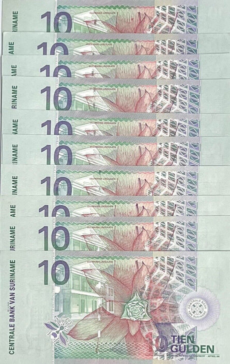 Suriname 10 Gulden 2000 P 147 UNC Lot 10 PCS