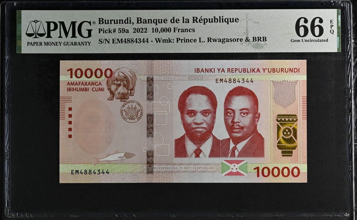 Burundi 10000 Francs 2022 P 59 a Gem UNC PMG 66 EPQ