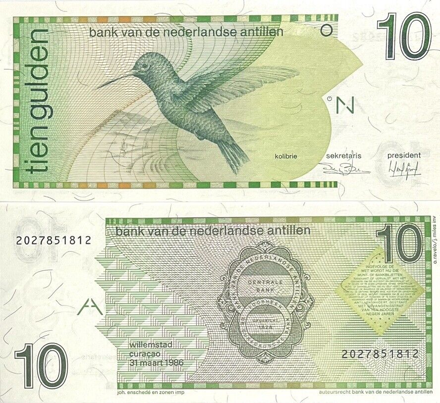 Netherlands Antilles 10 Gulden 1986 P 23 a AUnc