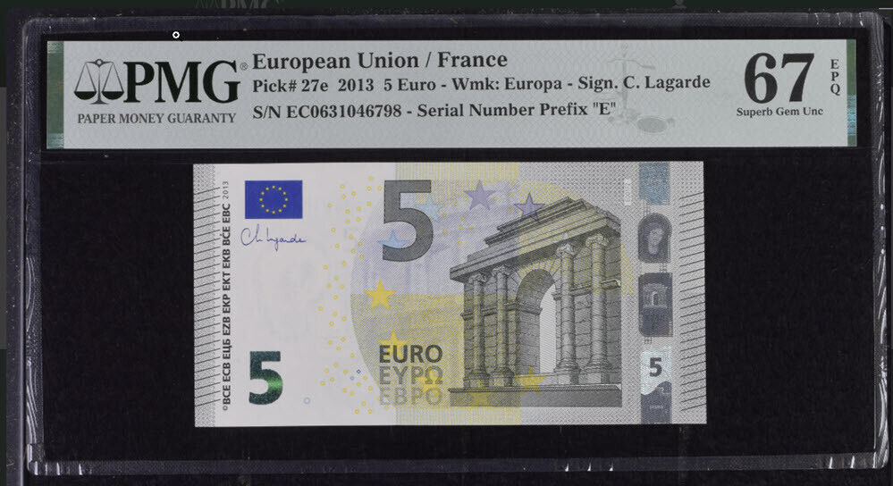 Euro 5 Euro France 2013 P 27 e Superb Gem UNC PMG 67 EPQ
