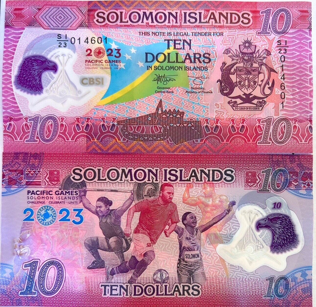 Solomon Islands 10 Dollars ND 2023 P 39 comm. 17th Pacific Games polymer UNC