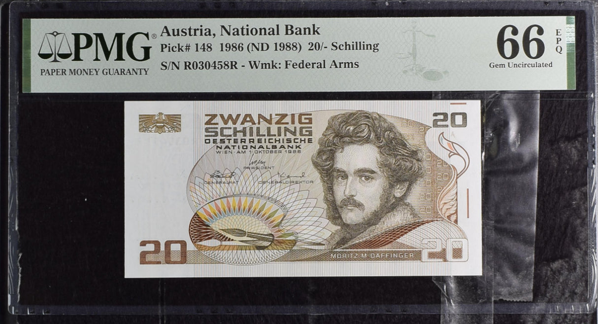 Austria 20 Shillings 1986 ND 1988 P 148 Gem UNC PMG 66 EPQ