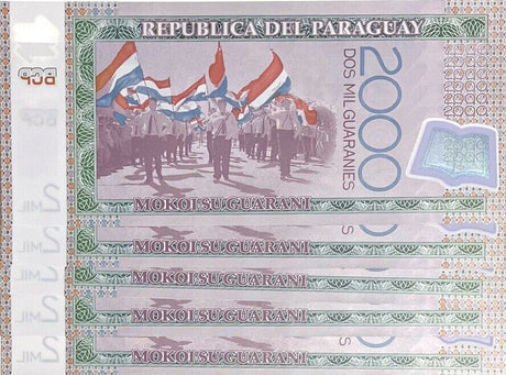 Paraguay 2000 Guaranies 2017 P 228 d Polymer UNC LOT 5 PCS