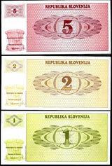 SLOVENIA SET 3 UNC 1 2 5 TOLAJEV 1990 P 1 2 3