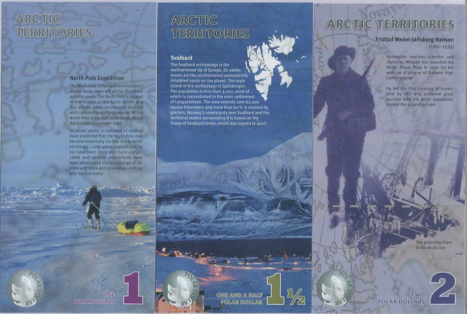 Arctic Territories SET 3 PCS 1 1.5 2 Dollars 2012-2014 POLYMER UNC