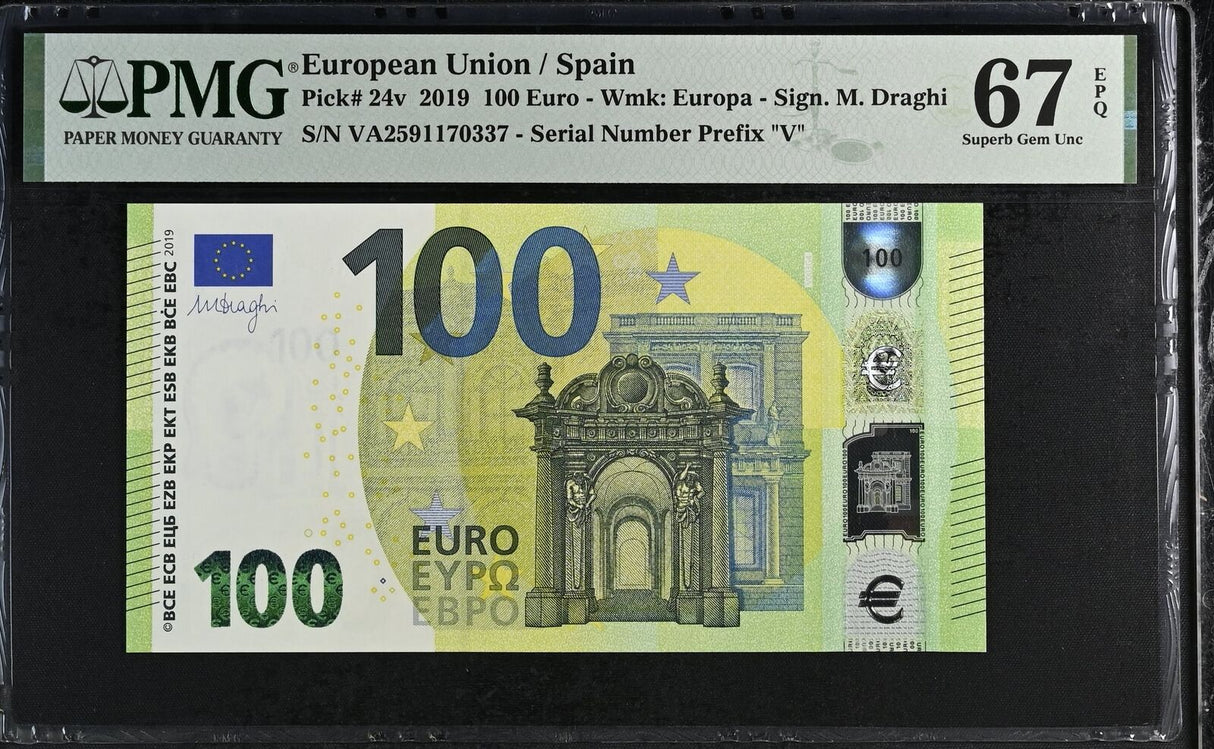 Euro 100 Euro Spain 2019 P 24 v Superb Gem UNC PMG 67 EPQ