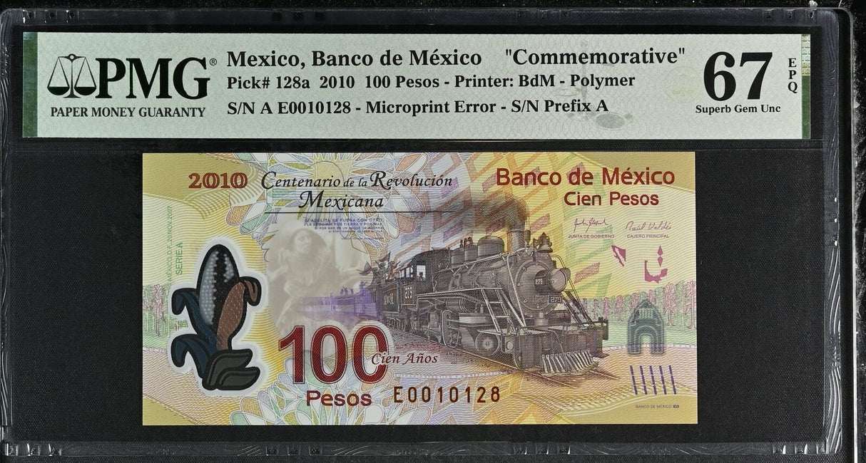 Mexico 100 Pesos 2010 P 128 a COMM. A PREFIX Superb Gem UNC PMG 67 EPQ