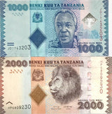 Tanzania Set 2 UNC 1000 2000 Shillings 2020 P 41 P 42 UNC