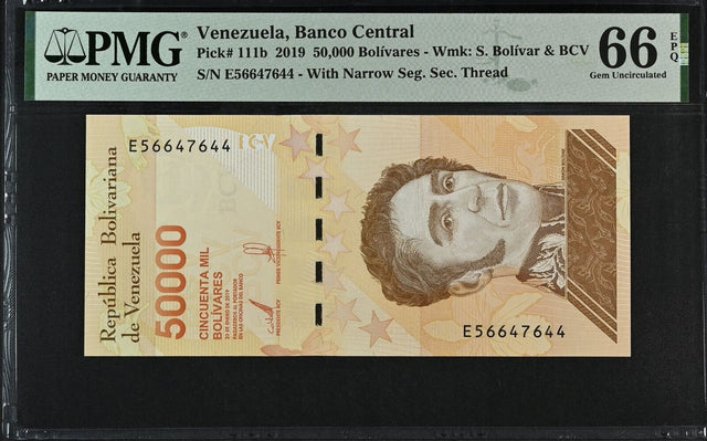 Venezuela 50000 Bolivares 2019 P 111 b Gem UNC PMG 66 EPQ – Noteshobby