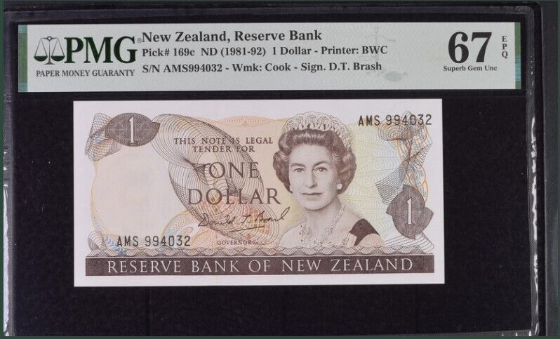 New Zealand 1 Dollar ND 1981-92 P 169 c Superb Gem UNC PMG 67 EPQ