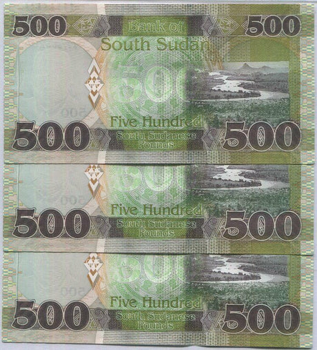 South Sudan 500 Pound 2020 P 16 b UNC Lot 3 PCS