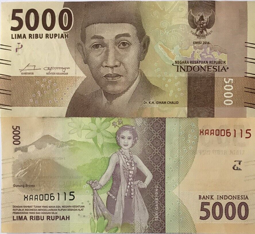 Indonesia 5000 Rupiah 2016 P 156 a* Replacement UNC