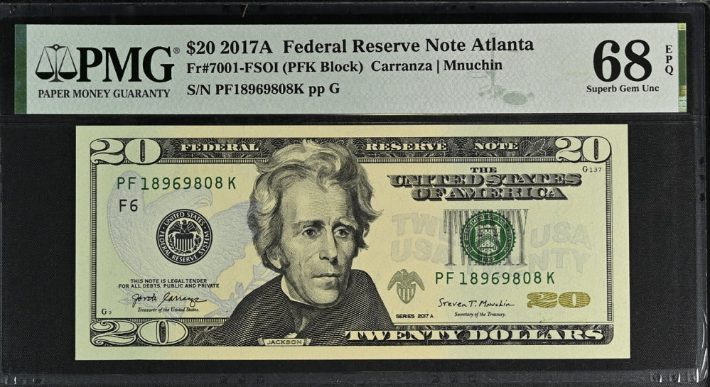 United States 20 Dollars USA 2017A P 546 F Atlanta Superb Gem UNC PMG 68 EPQ Top