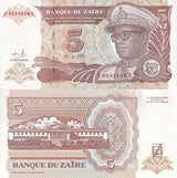 Zaire 5 Nouveaux Zaires 1993 P 53 UNC LOT 5 PCS