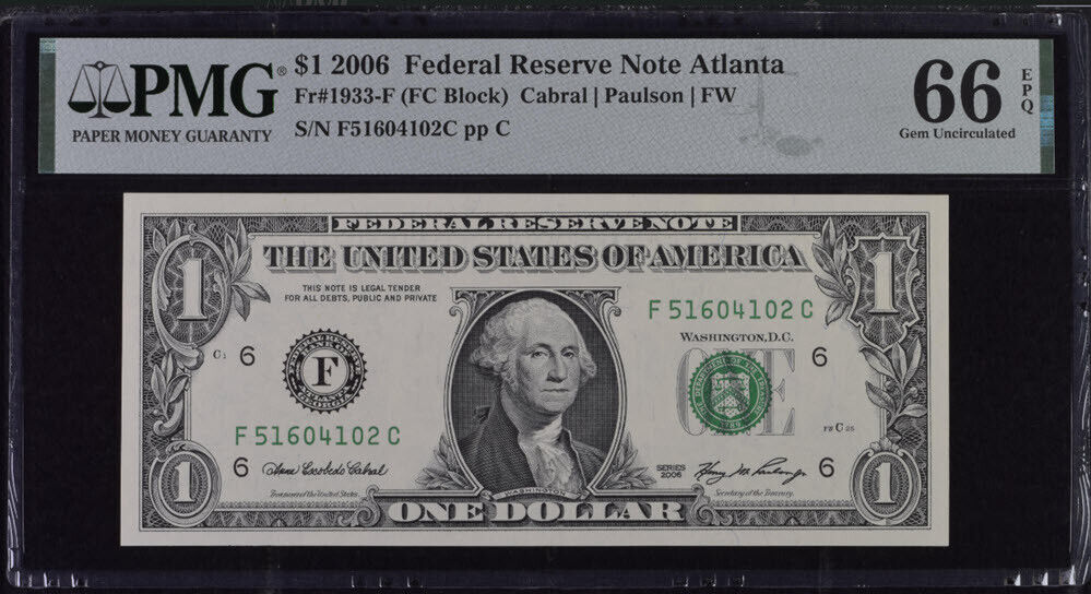 United States 1 Dollar USA 2006 P 523 Atlanta Gem UNC PMG 66 EPQ