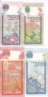 Sri Lanka Set 4 UNC 10 20 50 100 Rupees Random P 104 P 108 P 109 P 111 UNC