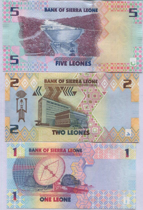 Sierra Leone Set 3 Pcs 1 2 5 Leones 2022 P New Design (CUT ZERO) UNC