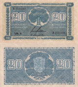 Finland 20 Mark 1945 P 78 Litt. A Series B P 78 UNC