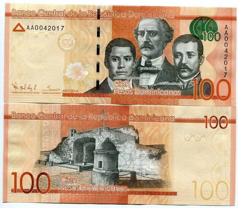 DOMINICAN REPUBLIC 100 PESOS 2014 P 190 UNC