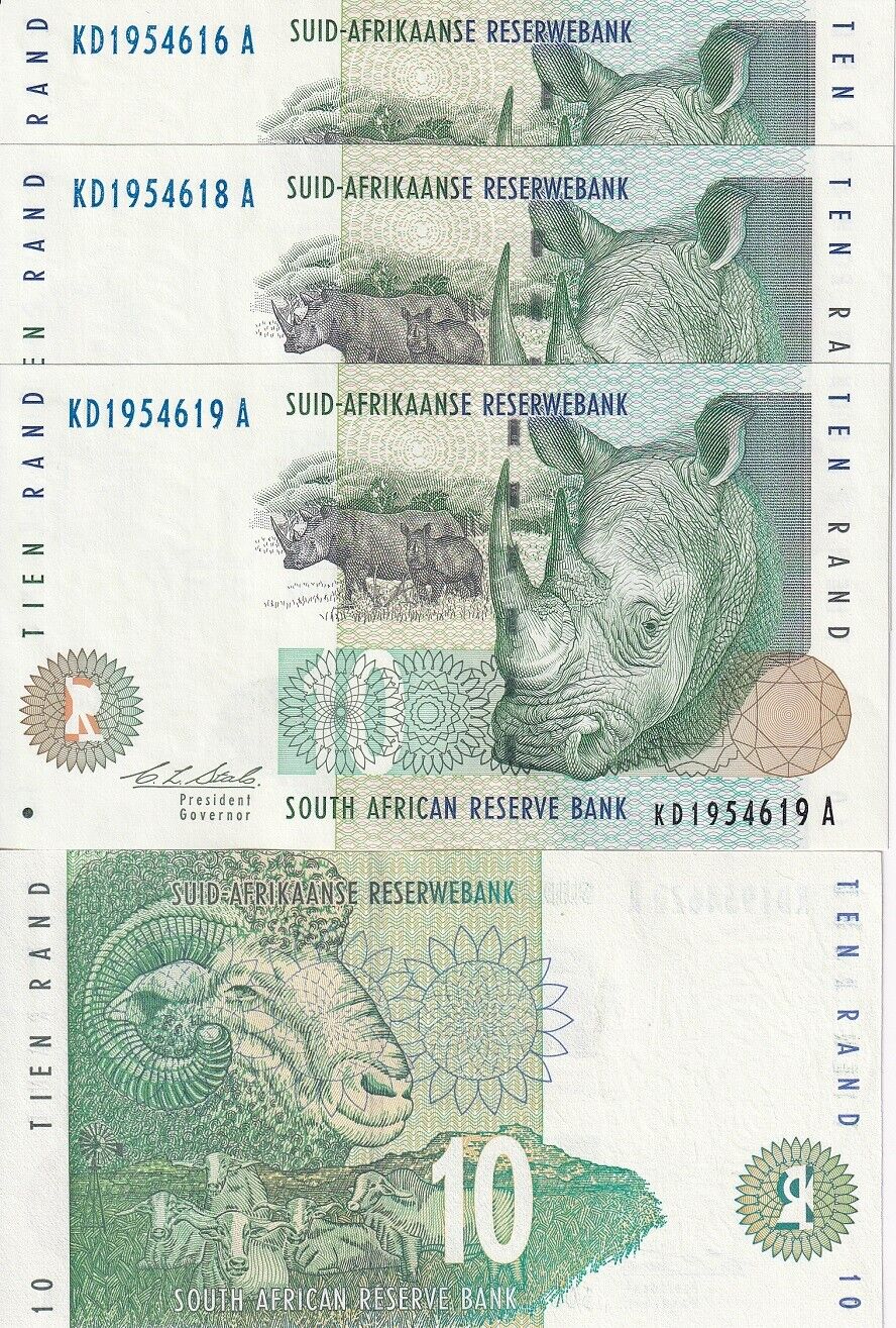 South Africa 10 Rand ND 1993 P 123 a UNC LOT 3 PCS