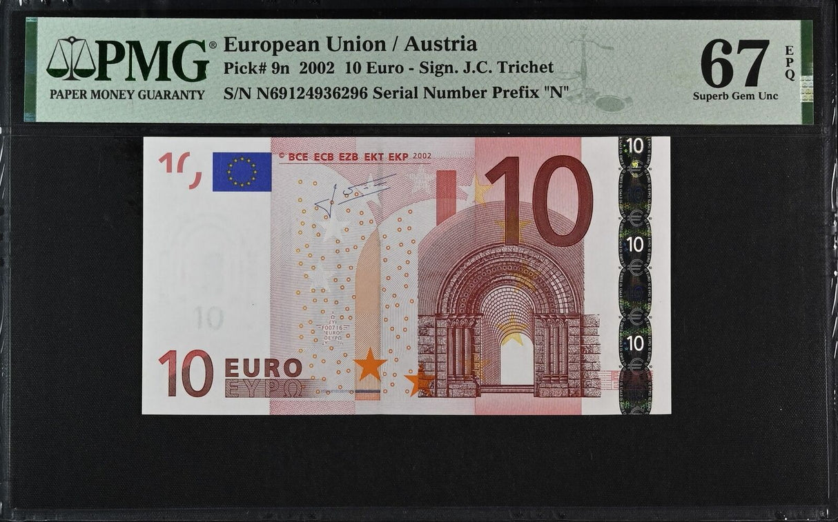 Euro 10 Euro Austria 2002 P 9 n Superb Gem UNC PMG 67 EPQ