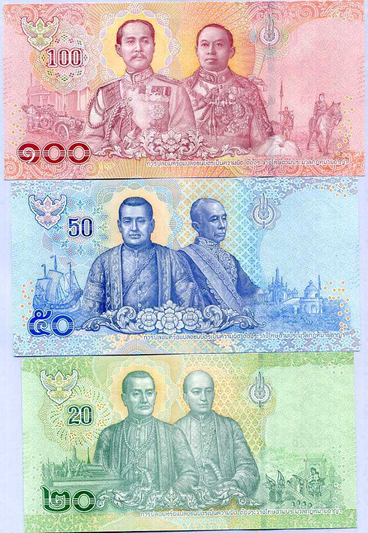 THAILAND SET 3 PCS 20 50 100 BAHT ND 2018 P 135 136 137 UNC 2nd TYPE