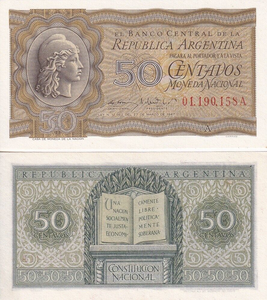 Argentina 50 Centavos 1947 p 259 a UNC