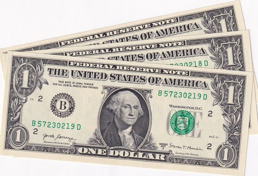 United States 1 Dollars USA 2017A B New York NY P 544 UNC LOT 3 PCS