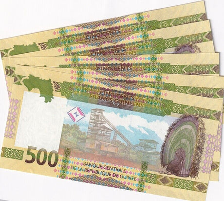 Guinea 500 Francs 2022 P 52 UNC LOT 5 PCS