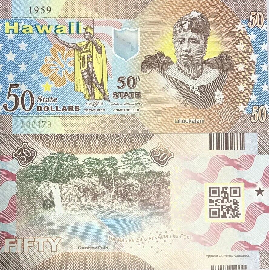 USA United State 50 Dollars 2022 POLYMER 50th Hawaii Liliuokalani