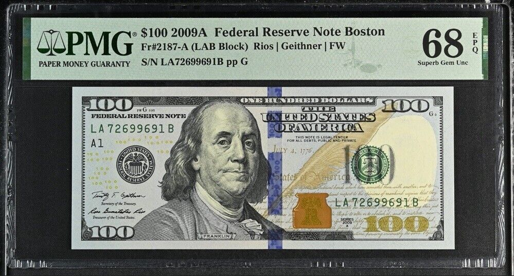 United States 100 Dollars USA 2009A P 536 Boston Superb Gem UNC PMG 68 EPQ Top
