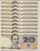 Poland 20 Zlotych 1-6-1982 P 149 UNC LOT 10 PCS AUnc