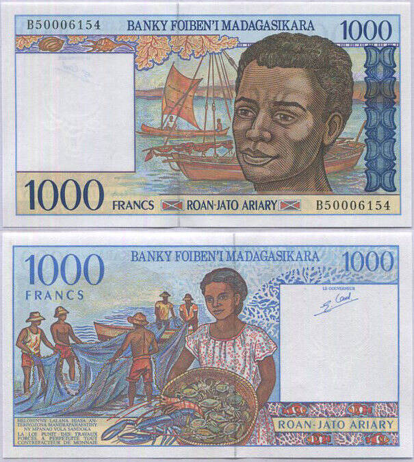 Madagascar 1000 Francs 200 Ariary ND 1994 P 76 b UNC