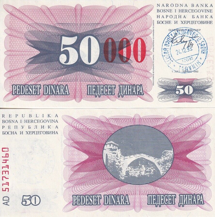 Bosnia 50000 Dinara 24.12.1993 P 55 d UNC