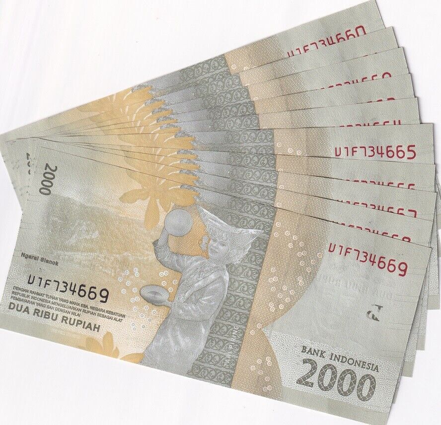 Indonesia 2000 Rupiah 2016/Mixed Year P 155 UNC LOT 10 PCS