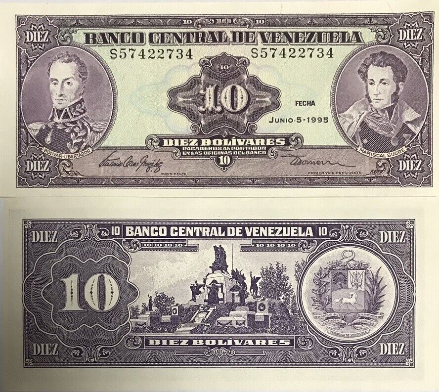 Venezuela 10 Bolivares 1995 P 61 d AUnc