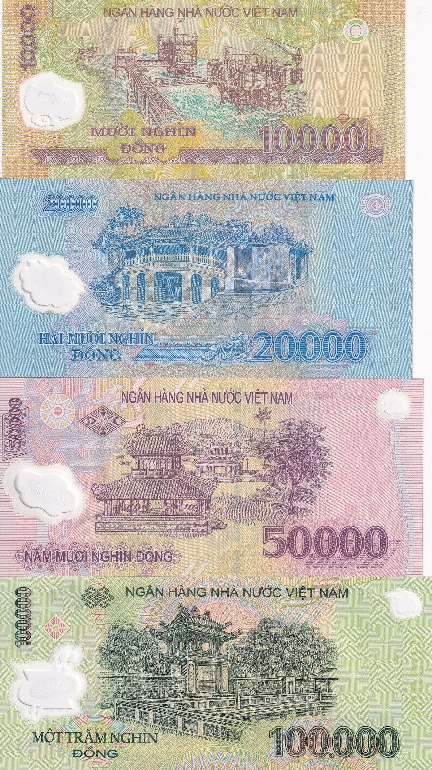 Vietnam Set 4 UNC 10000 20000 50000 100000 Dong 2018-2022 P 119 - P 122 polymer