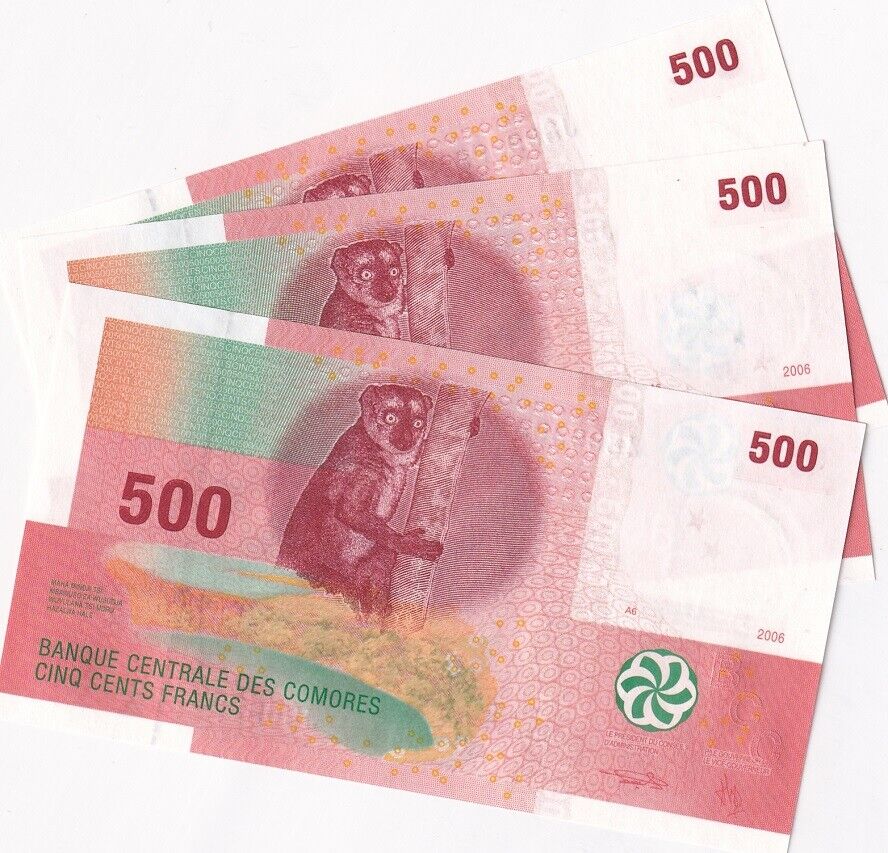 Comoros 500 Francs 2006 P 15 b UNC LOT 3 PCS
