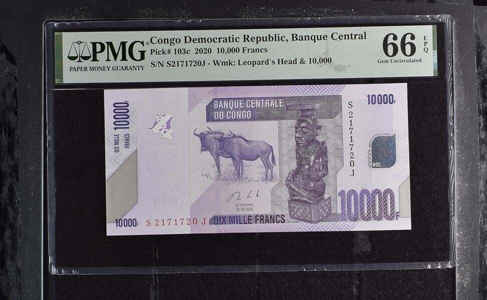Congo 10000 Francs 2020 P 103 c Gem UNC PMG 66 EPQ