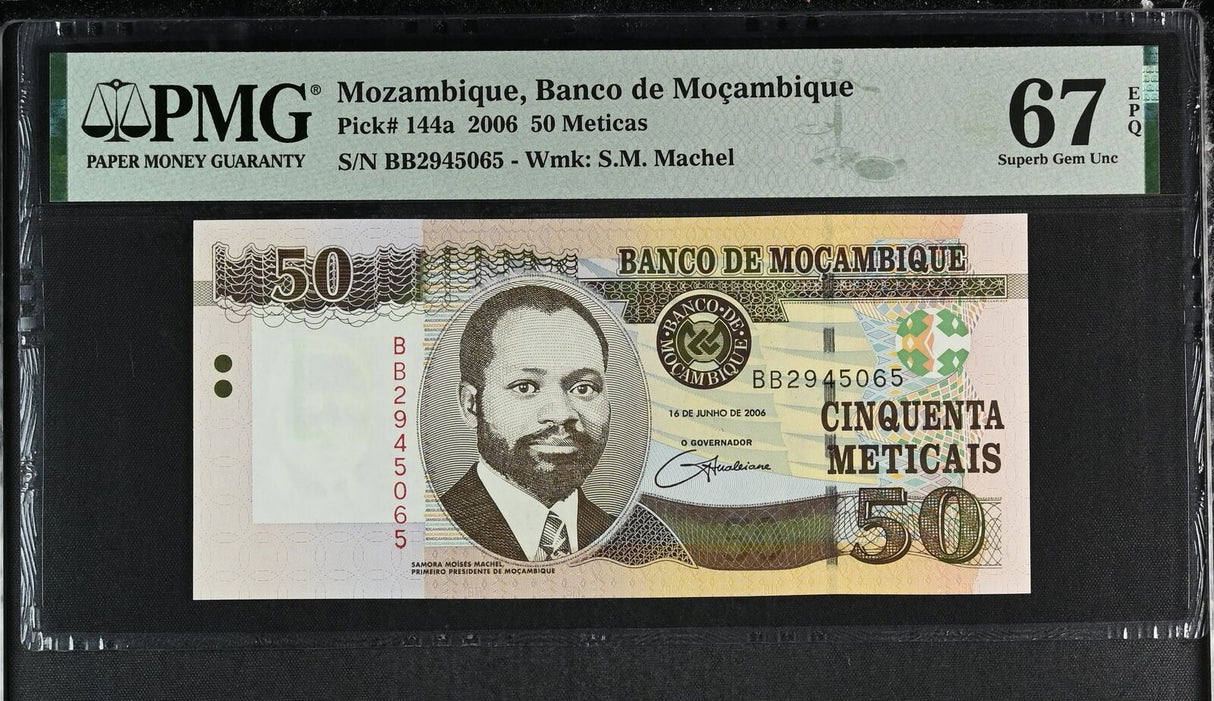 Mozambique 50 Meticais 2006 P 144 a Superb Gem UNC PMG 67 EPQ TOP POP